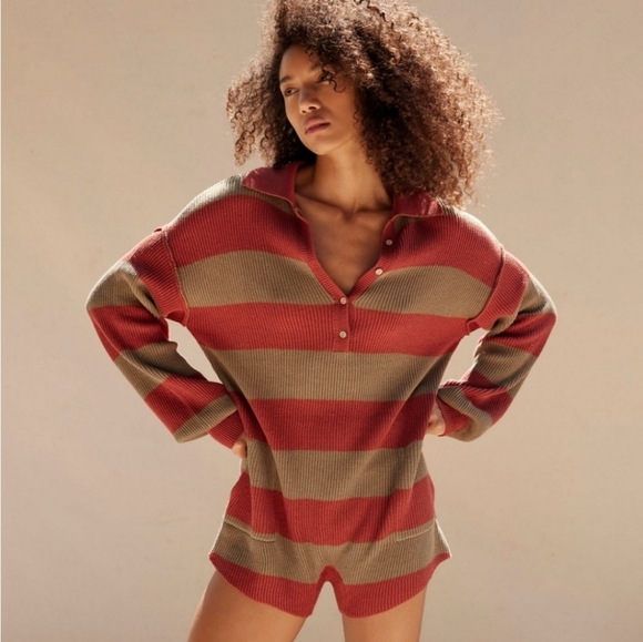 🌟 NWT 🌟 Free People Picnic Stripe Sweater Romper - Picture 3 of 3